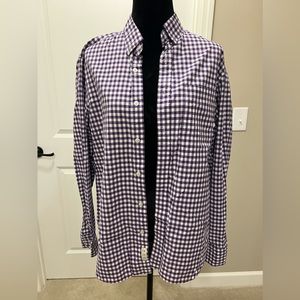 Men’s J.Crew purple checked button down shirt, size medium